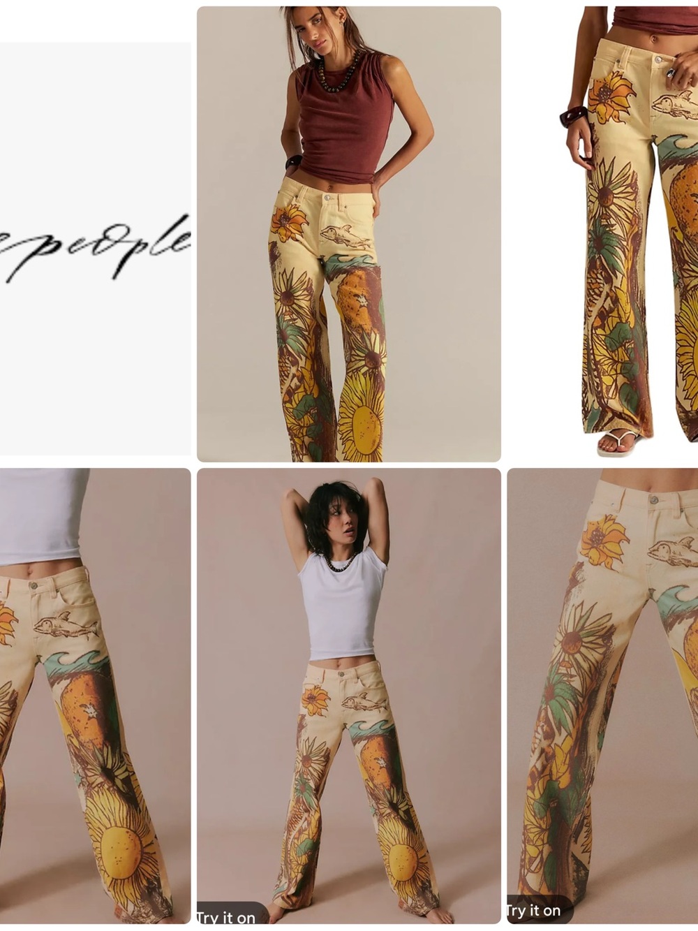 Free People | Tinsley Printed Jeans Beach Scene